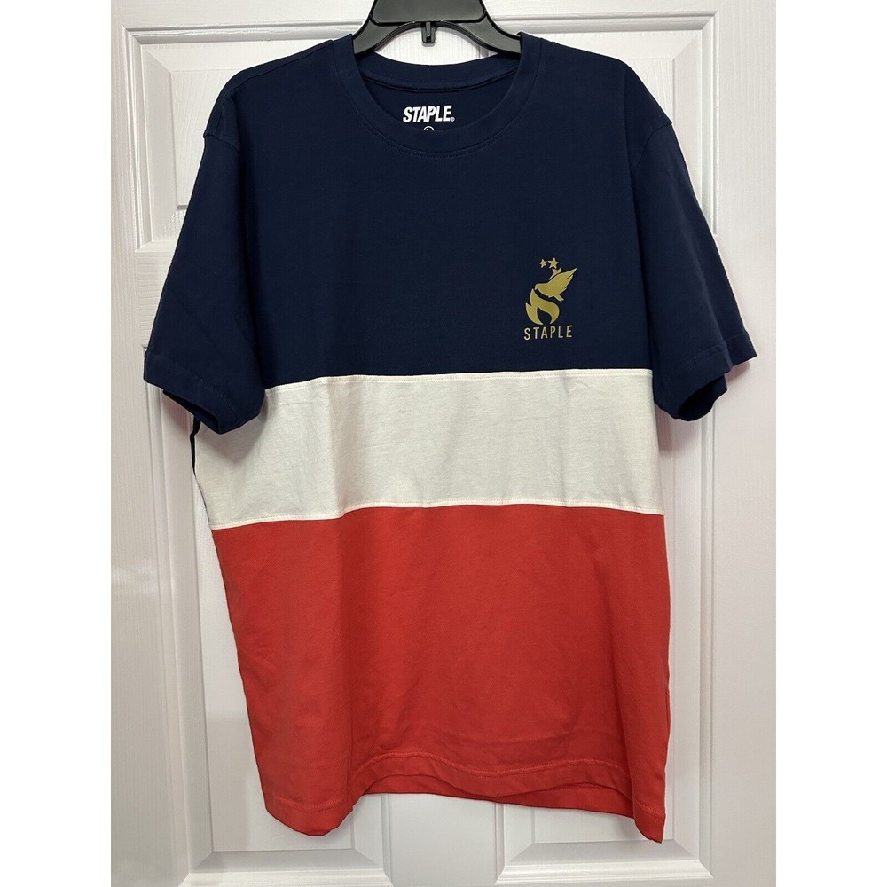 Staple Pigeon Brand Olympics Red White Blue Color Block T Shirt Size Large NEW
